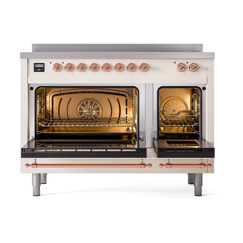 ILVE_UNI486NMPAWP_Nostalgie_II_48"_Induction_Range_oven_door_opened