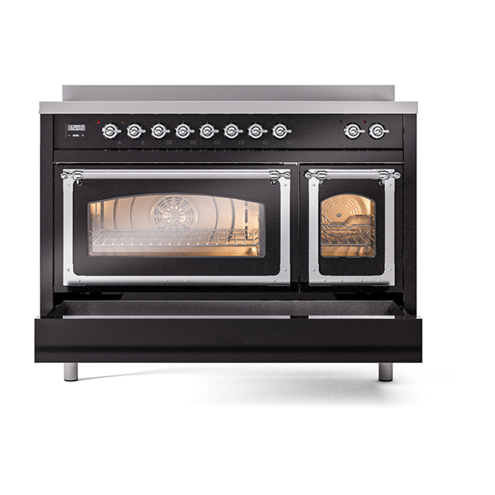 ILVE_UNI486NMPBKC_Nostalgie_II_48"_Induction_Range_drawer_opened