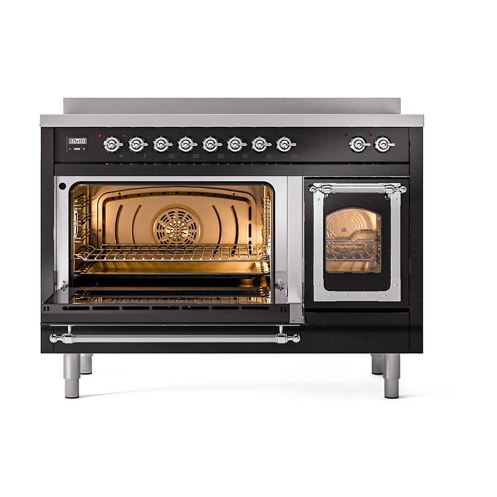 ILVE_UNI486NMPBKC_Nostalgie_II_48"_Induction_Range_main_oven_door_opened