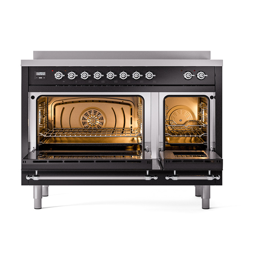 ILVE_UNI486NMPBKC_Nostalgie_II_48"_Induction_Range_oven_door_opened