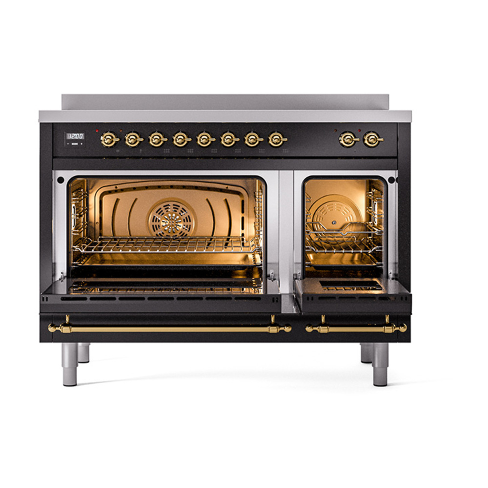 ILVE_UNI486NMPBKG_Nostalgie_II_48"_Induction_Range_oven_door_opened
