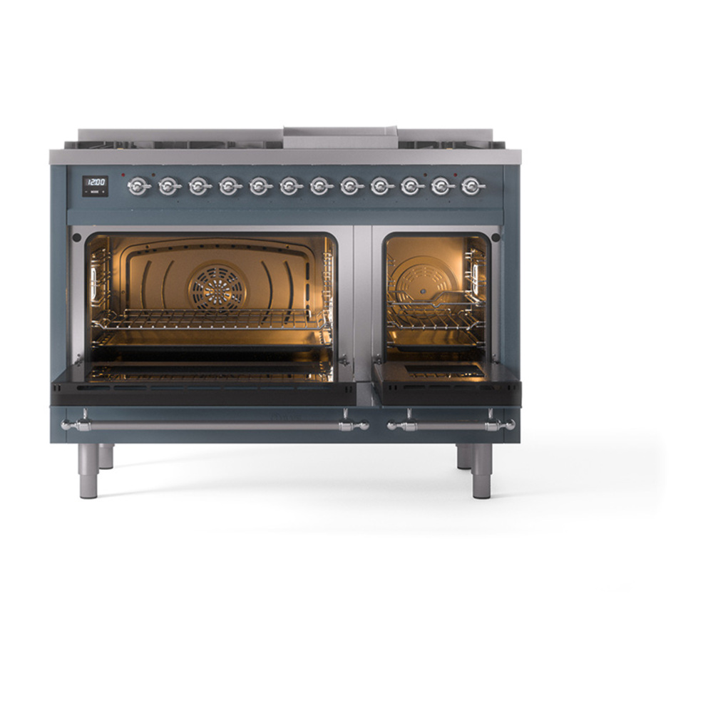 ILVE_UP48FNMPBGCLP_Nostalgie_II_48"_Dual_Fuel_Range_oven_door_opened