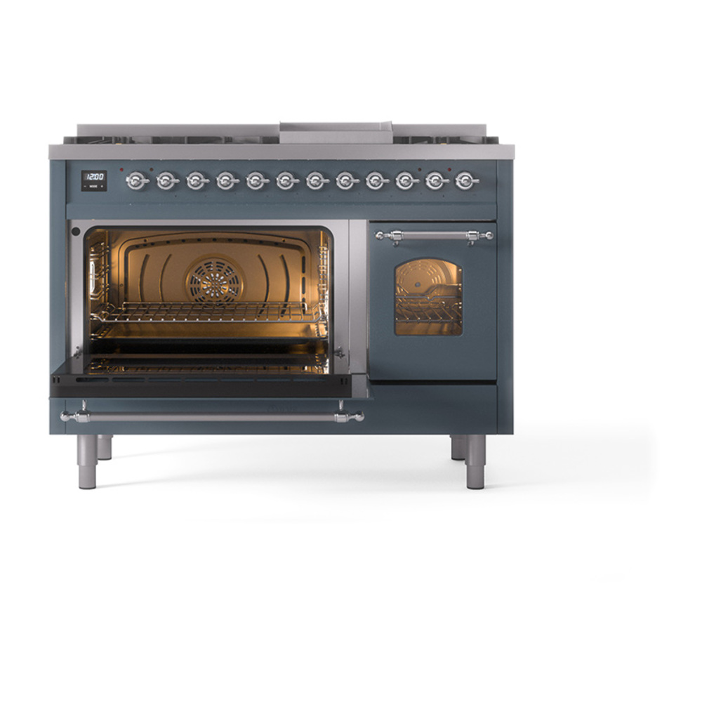 ILVE_UP48FNMPBGCLP_Nostalgie_II_48"_Dual_Fuel_Range_main_oven_door_opened