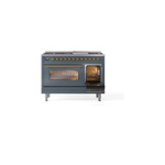 ILVE_UP48FNMPBGGLP_Nostalgie_II_48"_Dual_Fuel_Range_side_oven_door_opened