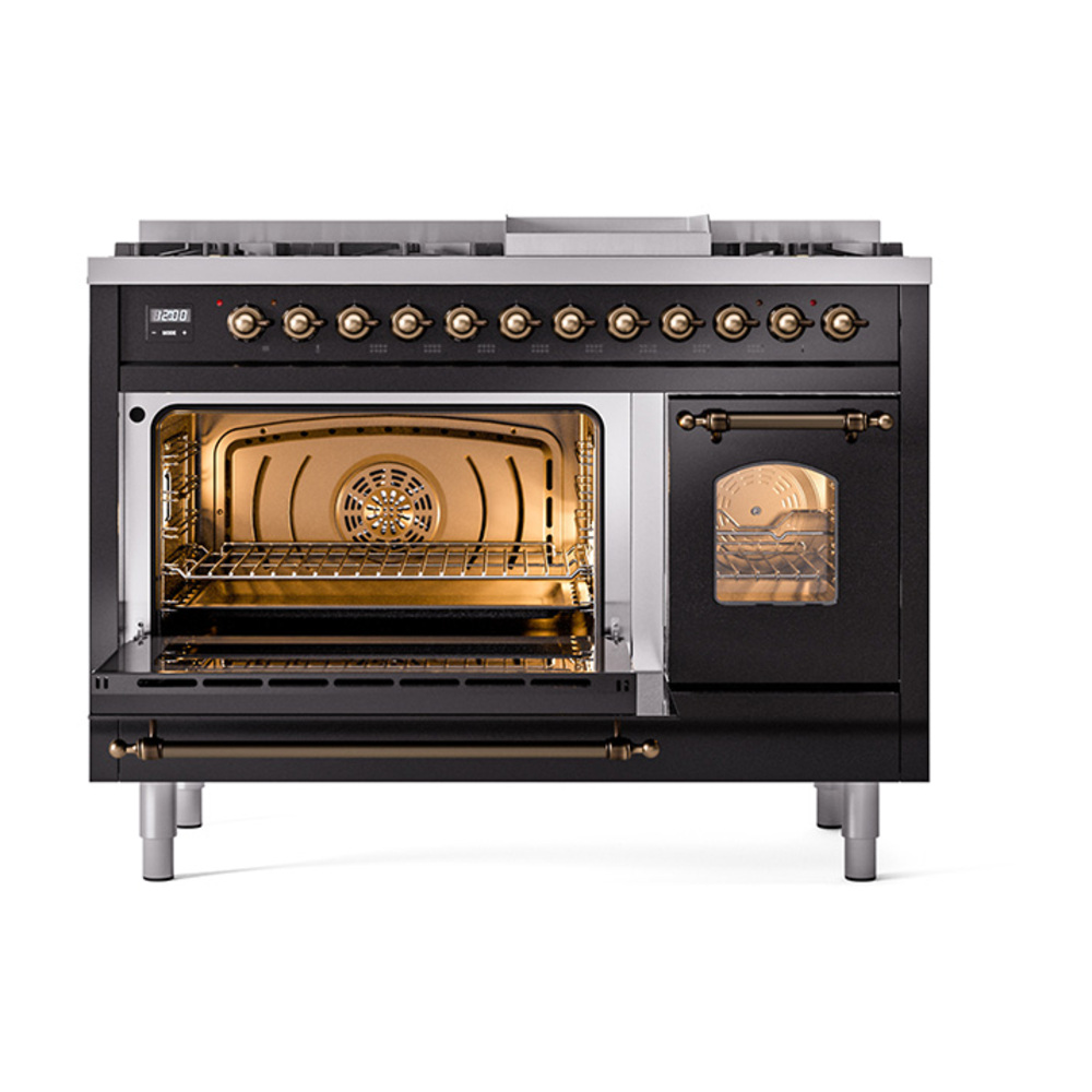 ILVE_UP48FNMPBKB_Nostalgie_II_48"_Dual_Fuel_Range_main_oven_door_opened