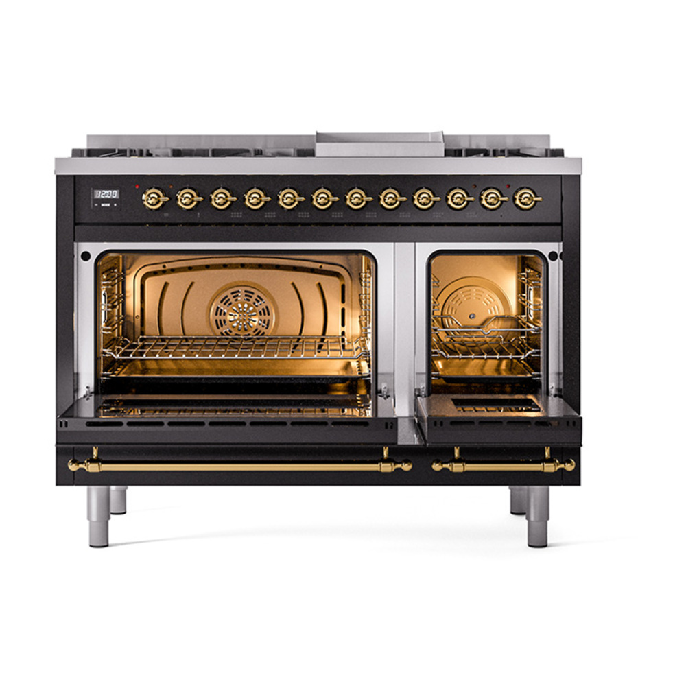 ILVE_UP48FNMPBKG_Nostalgie_II_48"_Dual_Fuel_Range_oven_door_opened