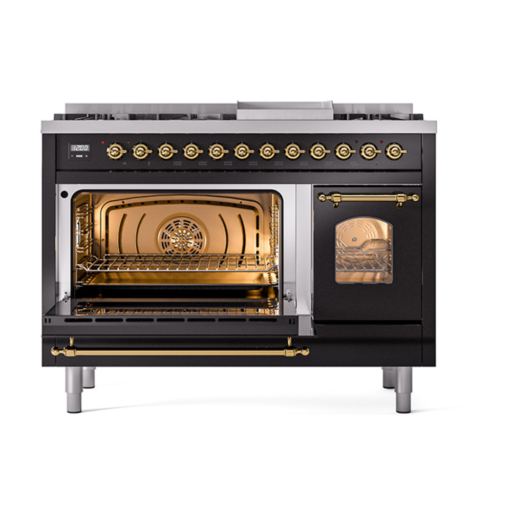 ILVE_UP48FNMPBKG_Nostalgie_II_48"_Dual_Fuel_Range_main_oven_door_opened