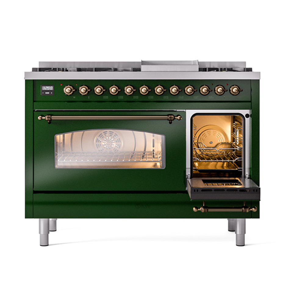 ILVE_UP48FNMPEGB_Nostalgie_II_48"_Dual_Fuel_Range_side_oven_door_opened