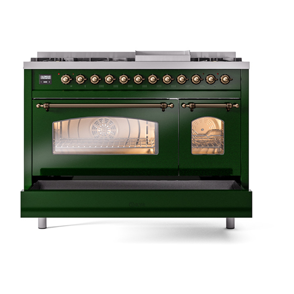 ILVE_UP48FNMPEGB_Nostalgie_II_48"_Dual_Fuel_Range_drawer_opened