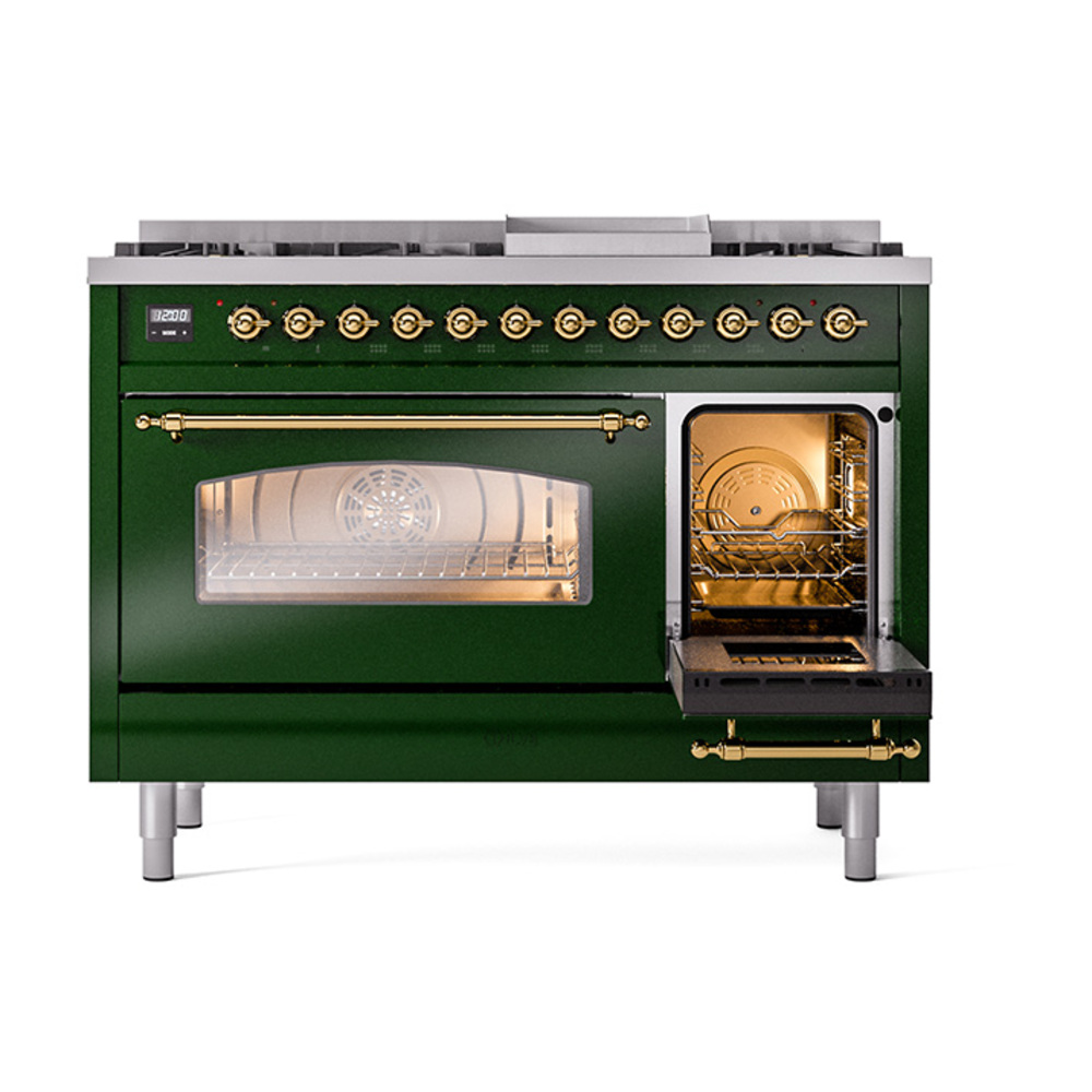 ILVE_UP48FNMPEGGLP_Nostalgie_II_48"_Dual_Fuel_Range_side_oven_door_opened