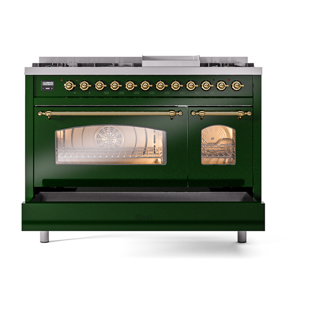 ILVE_UP48FNMPEGGLP_Nostalgie_II_48"_Dual_Fuel_Range_drawer_opened