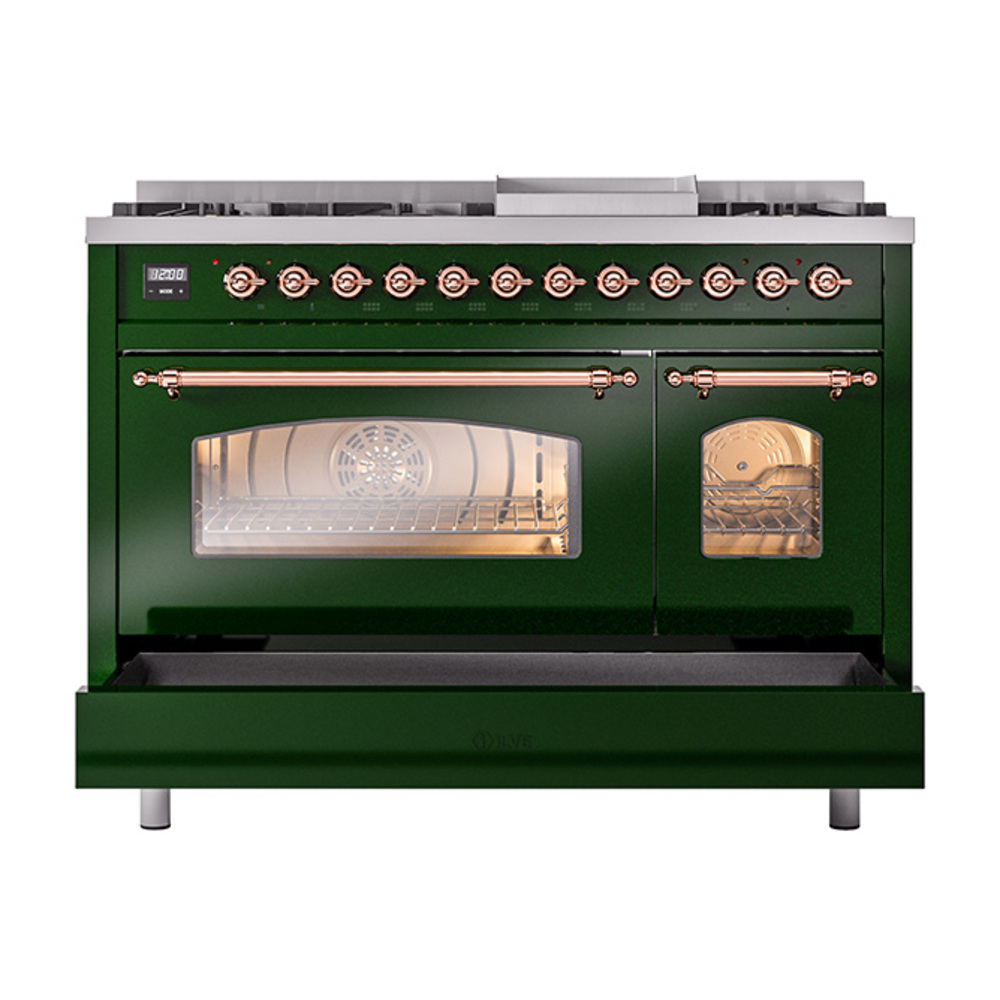 ILVE_UP48FNMPEGP_Nostalgie_II_48"_Dual_Fuel_Range_drawer_opened