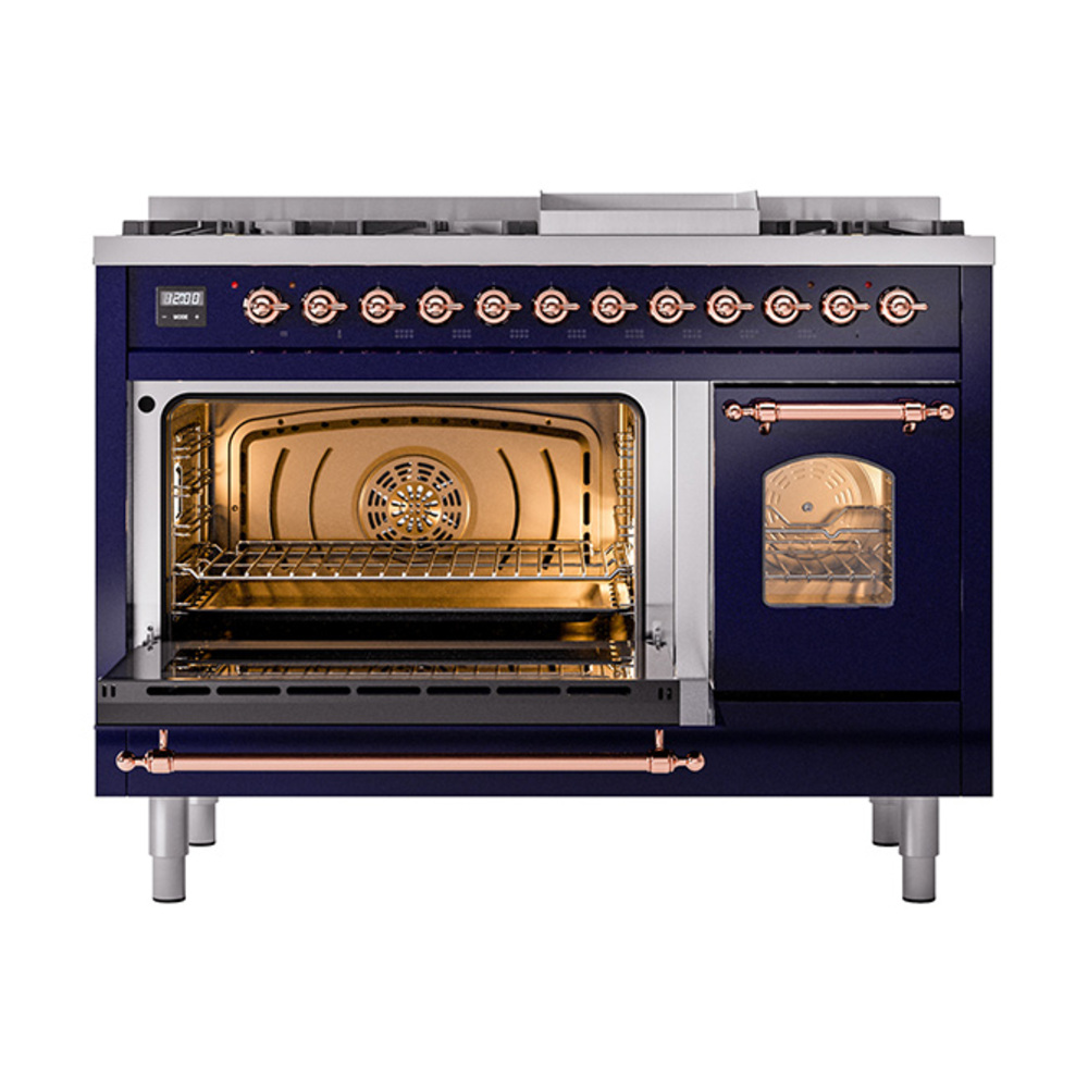 ILVE_UP48FNMPMBPLP_Nostalgie_II_48"_Dual_Fuel_Range_main_oven_door_opened