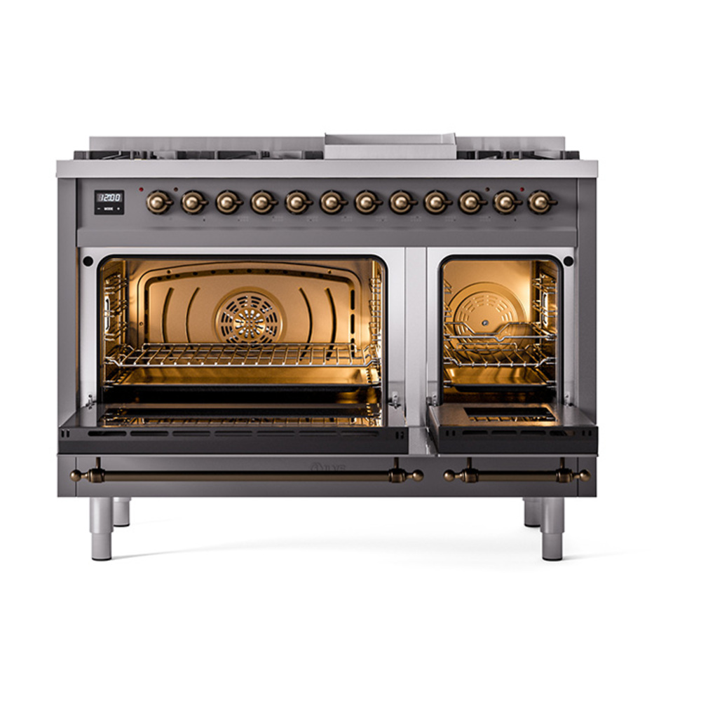 ILVE_UP48FNMPMGBLP_Nostalgie_II_48"_Dual_Fuel_Range_oven_door_opened