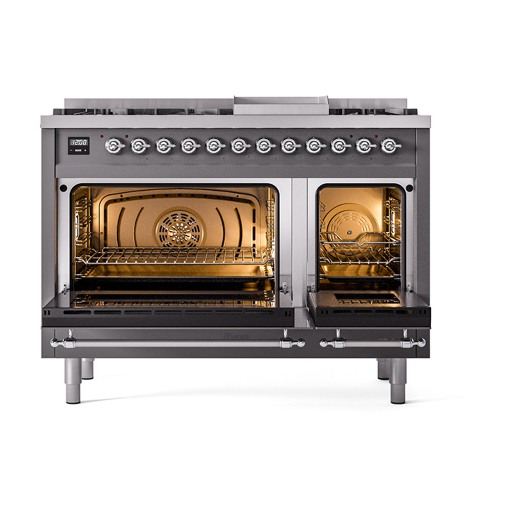 ILVE_UP48FNMPMGCLP_Nostalgie_II_48"_Dual_Fuel_Range_oven_door_opened