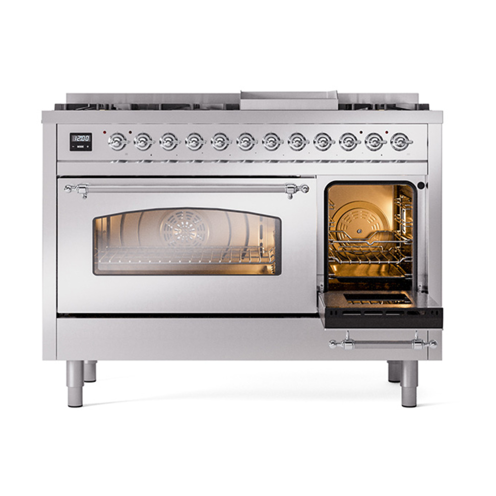 ILVE_UP48FNMPSSC_Nostalgie_II_48"_Dual_Fuel_Range_side_oven_door_opened