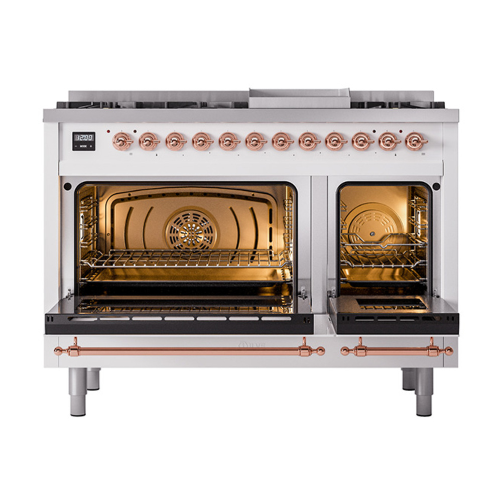ILVE_UP48FNMPWHPLP_Nostalgie_II_48"_Dual_Fuel_Range_oven_door_opened