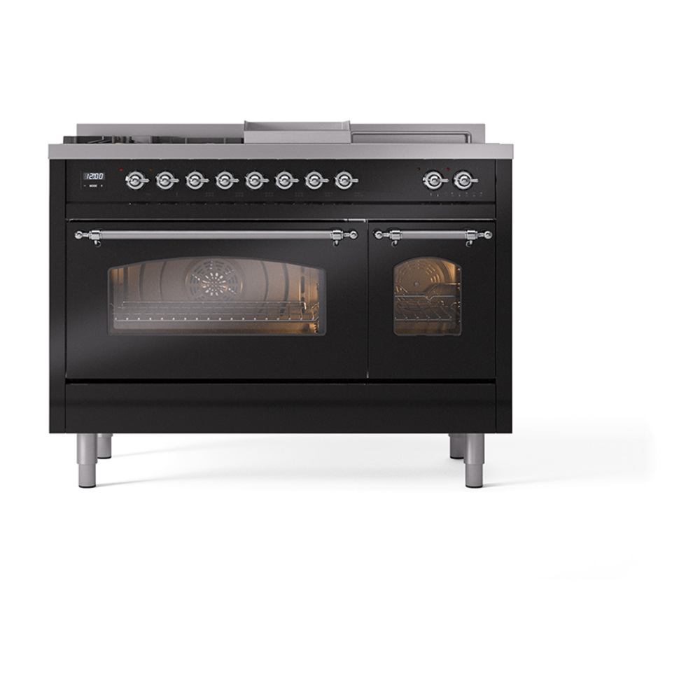 ILVE_UP48FSNMPBKCLP_Nostalgie_II_48"_Dual_Fuel_Range_front_view