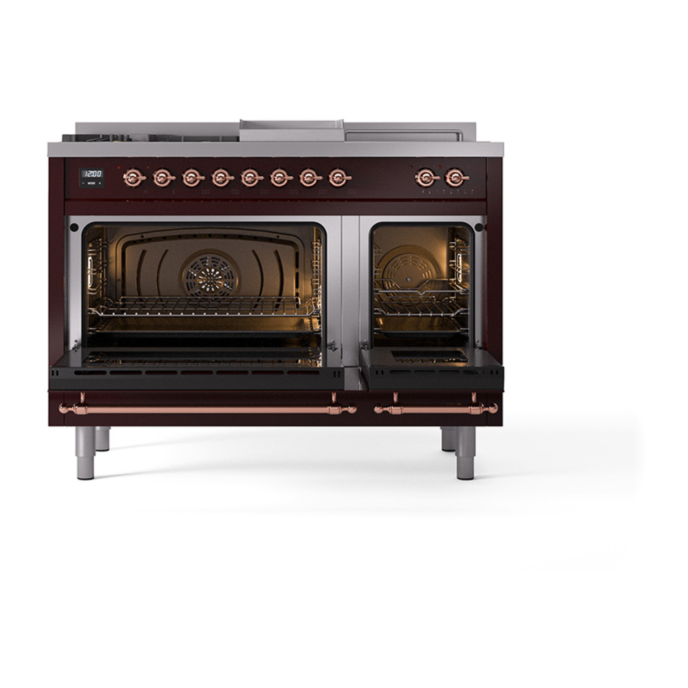 ILVE_UP48FSNMPBUP_Nostalgie_II_48"_Dual_Fuel_Range_oven_door_opened