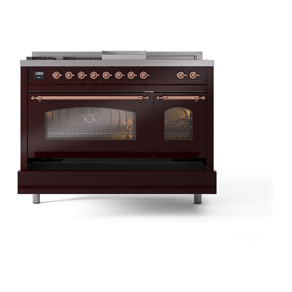 ILVE_UP48FSNMPBUP_Nostalgie_II_48"_Dual_Fuel_Range_drawer_opened