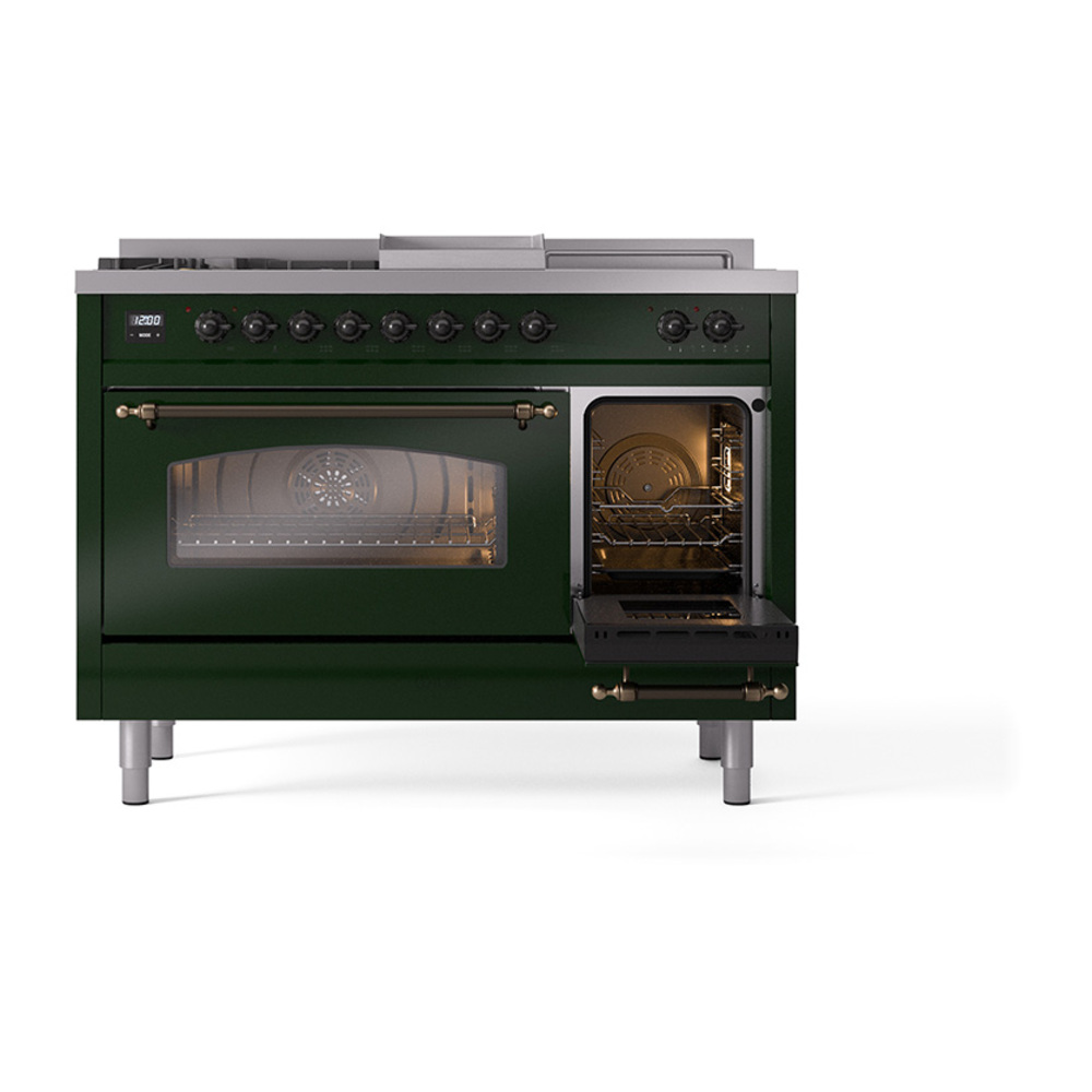 ILVE_UP48FSNMPEGB_Nostalgie_II_48"_Dual_Fuel_Range_side_oven_door_opened