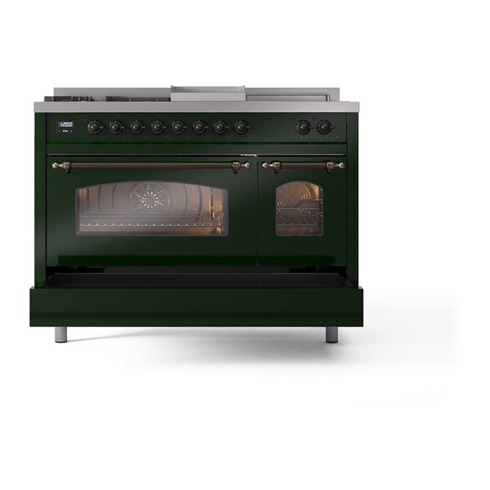 ILVE_UP48FSNMPEGB_Nostalgie_II_48"_Dual_Fuel_Range_drawer_opened