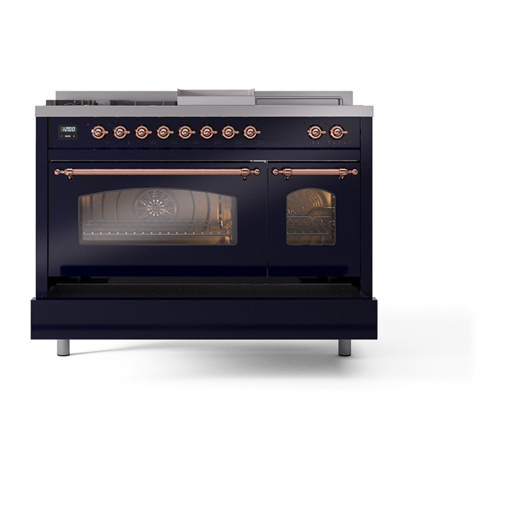 ILVE_UP48FSNMPMBP_Nostalgie_II_48"_Dual_Fuel_Range_drawer_opened