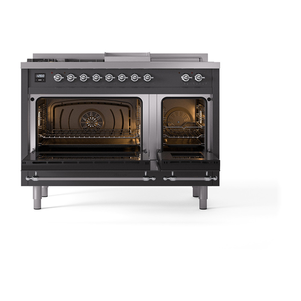ILVE_UP48FSNMPMGC_Nostalgie_II_48"_Dual_Fuel_Range_oven_door_opened