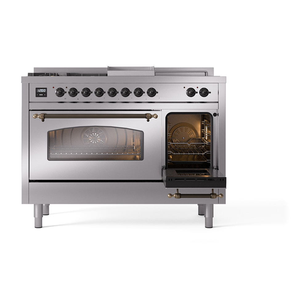 ILVE_UP48FSNMPSSBLP_Nostalgie_II_30"_Dual_Fuel_Range_side_oven_door_opened