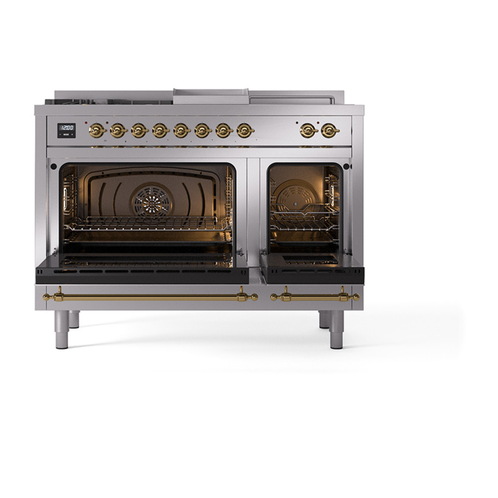 ILVE_UP48FSNMPSSGLP_Nostalgie_II_48"_Dual_Fuel_Range_oven_door_opened