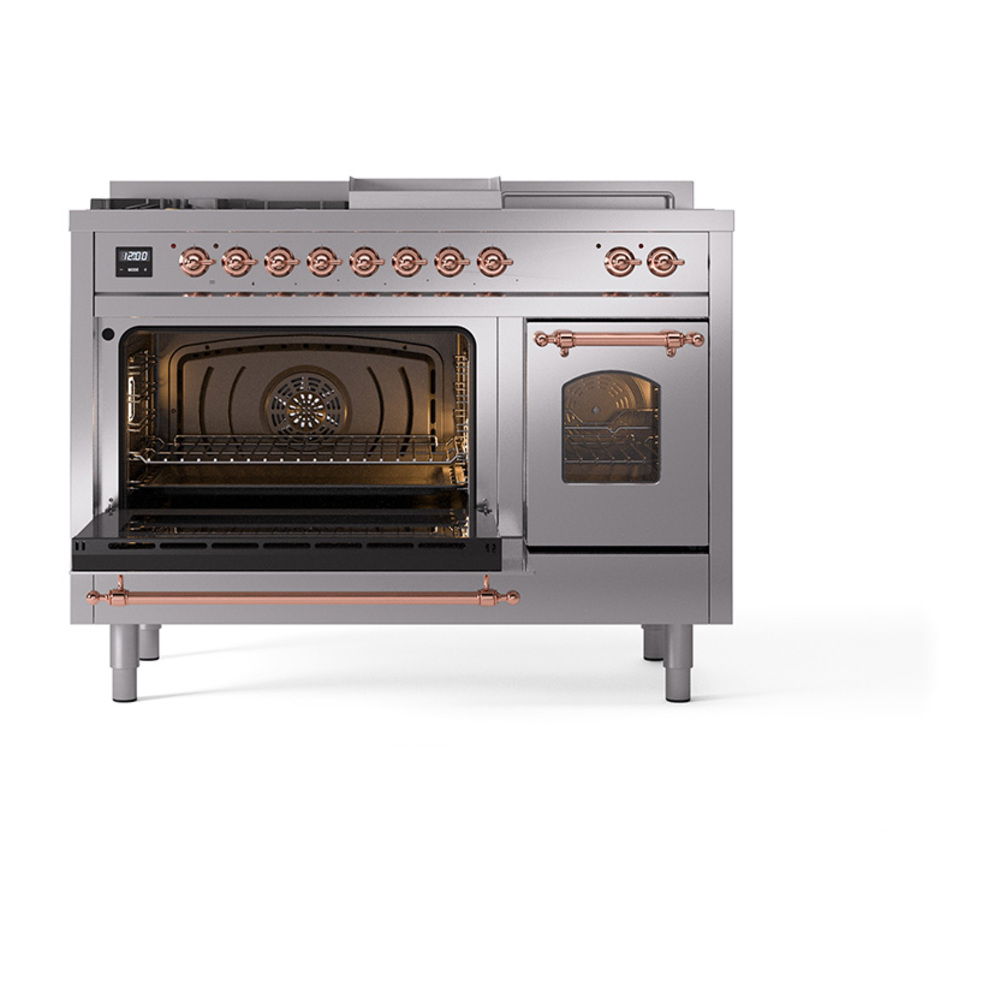 ILVE_UP48FSNMPSSP_Nostalgie_II_48"_Dual_Fuel_Range_main_oven_door_opened
