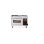 ILVE_UP48FSNMPWHCLP_Nostalgie_II_48"_Dual_Fuel_Range_side_oven_door_opened