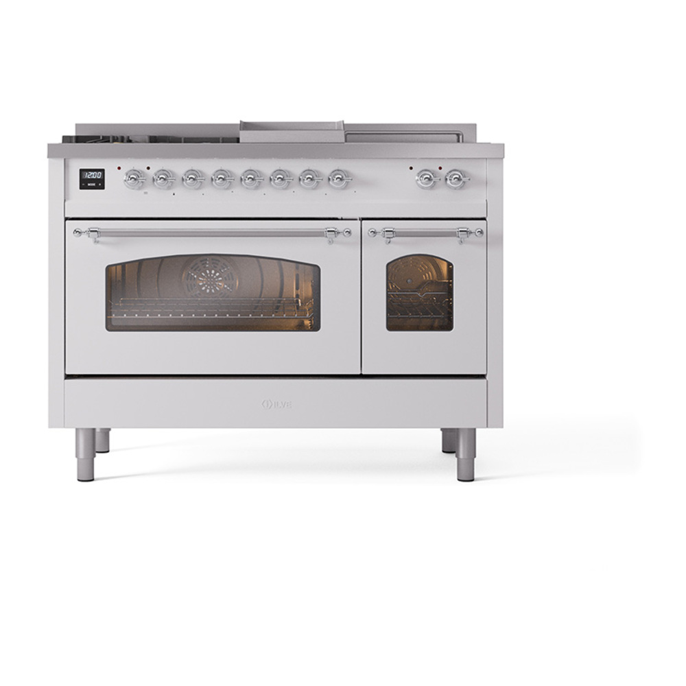 ILVE_UP48FSNMPWHC_Nostalgie_II_48"_Dual_Fuel_Range_front_view