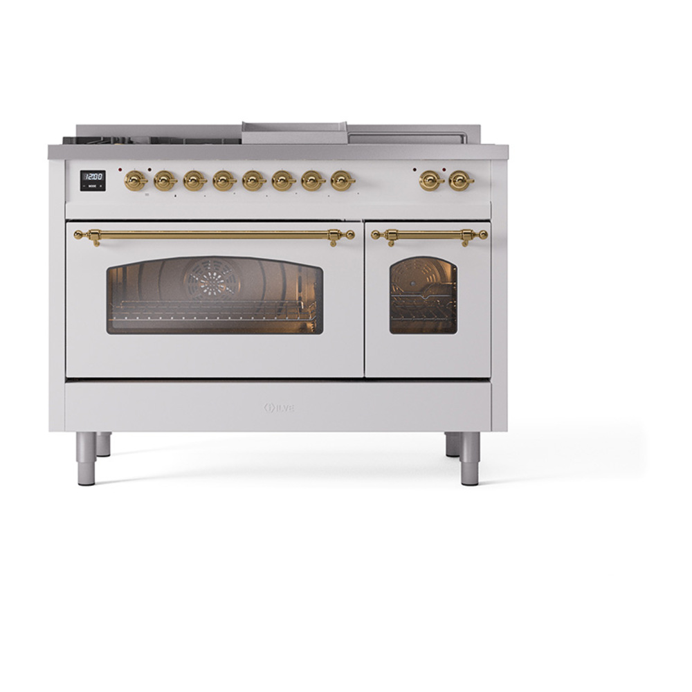 ILVE_UP48FSNMPWHGLP_Nostalgie_II_30"_Dual_Fuel_Range_front_view