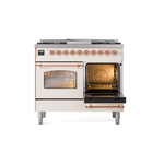 ILVE UPD40FNMPAWPLP Nostalgie II 40" Dual Fuel Range, side oven door opened