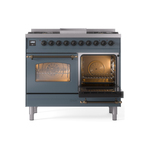ILVE UPD40FNMPBGBLP Nostalgie II 40" Dual Fuel Range, side oven door opened