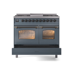 ILVE UPD40FNMPBGBLP Nostalgie II 40" Dual Fuel Range, drawer opened