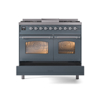 ILVE UPD40FNMPBGC Nostalgie II 40" Dual Fuel Range, drawer opened