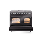 ILVE UPD40FNMPBKC Nostalgie II 40" Dual Fuel Range, drawer opened