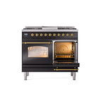 ILVE UPD40FNMPBKG Nostalgie II 40" Dual Fuel Range, side oven door opened