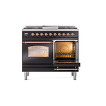 ILVE UPD40FNMPBKPLP Nostalgie II 40" Dual Fuel Range, side oven door opened