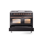 ILVE UPD40FNMPBKPLP Nostalgie II 40" Dual Fuel Range, drawer opened