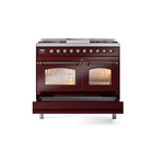 ILVE UPD40FNMPBUBLP Nostalgie II 40" Dual Fuel Range, drawer opened