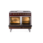 ILVE UPD40FNMPBUGLP Nostalgie II 40" Dual Fuel Range, oven doors opened