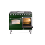 ILVE UPD40FNMPEGC Nostalgie II 40" Dual Fuel Range, side oven door opened