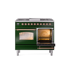 ILVE UPD40FNMPEGP Nostalgie II 40" Dual Fuel Range, side oven door opened