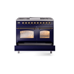 ILVE UPD40FNMPMBBLP Nostalgie II 40" Dual Fuel Range, drawer opened