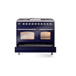 ILVE UPD40FNMPMBC Nostalgie II 40" Dual Fuel Range, drawer opened