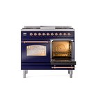 ILVE UPD40FNMPMBPLP Nostalgie II 40" Dual Fuel Range, side oven door opened