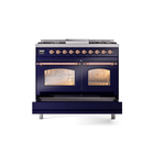 ILVE UPD40FNMPMBP Nostalgie II 40" Dual Fuel Range, drawer opened